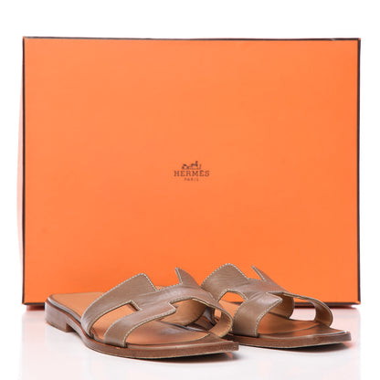 Hermes Box Calfskin Oran Sandals 38 Taupe 16 of 16