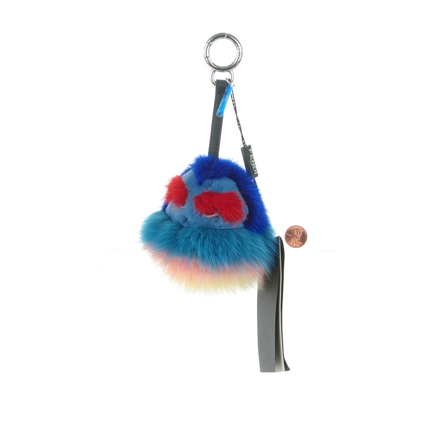 Mink Fox Fur Kid Monster Bag Bug Charm Blue Multicolor