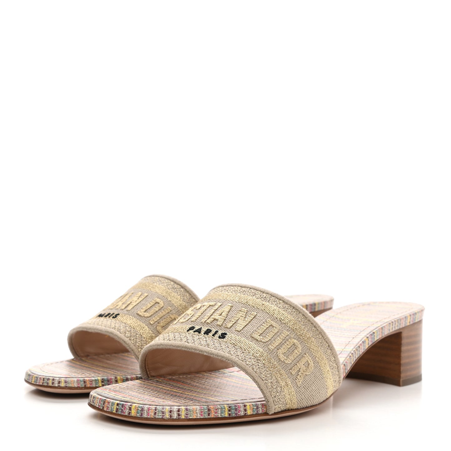Lurex Romance Embroidered Dway 40mm Slide Sandals 39.5 Metal Multicolor
