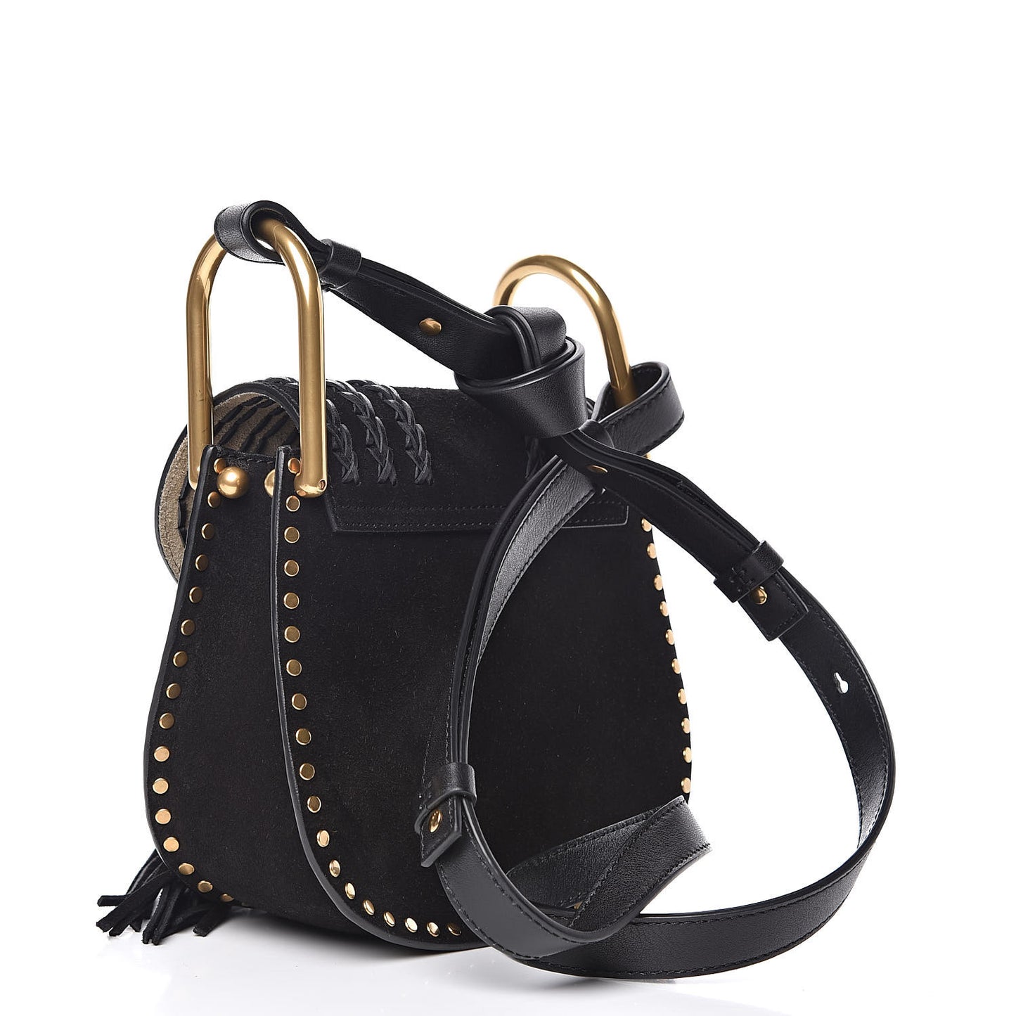 Suede Calfskin Braided Mini Hudson Shoulder Bag Black