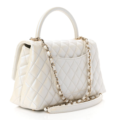 Chanel Iridescent Caviar Quilted Small Coco Handle Flap White 3 of 11