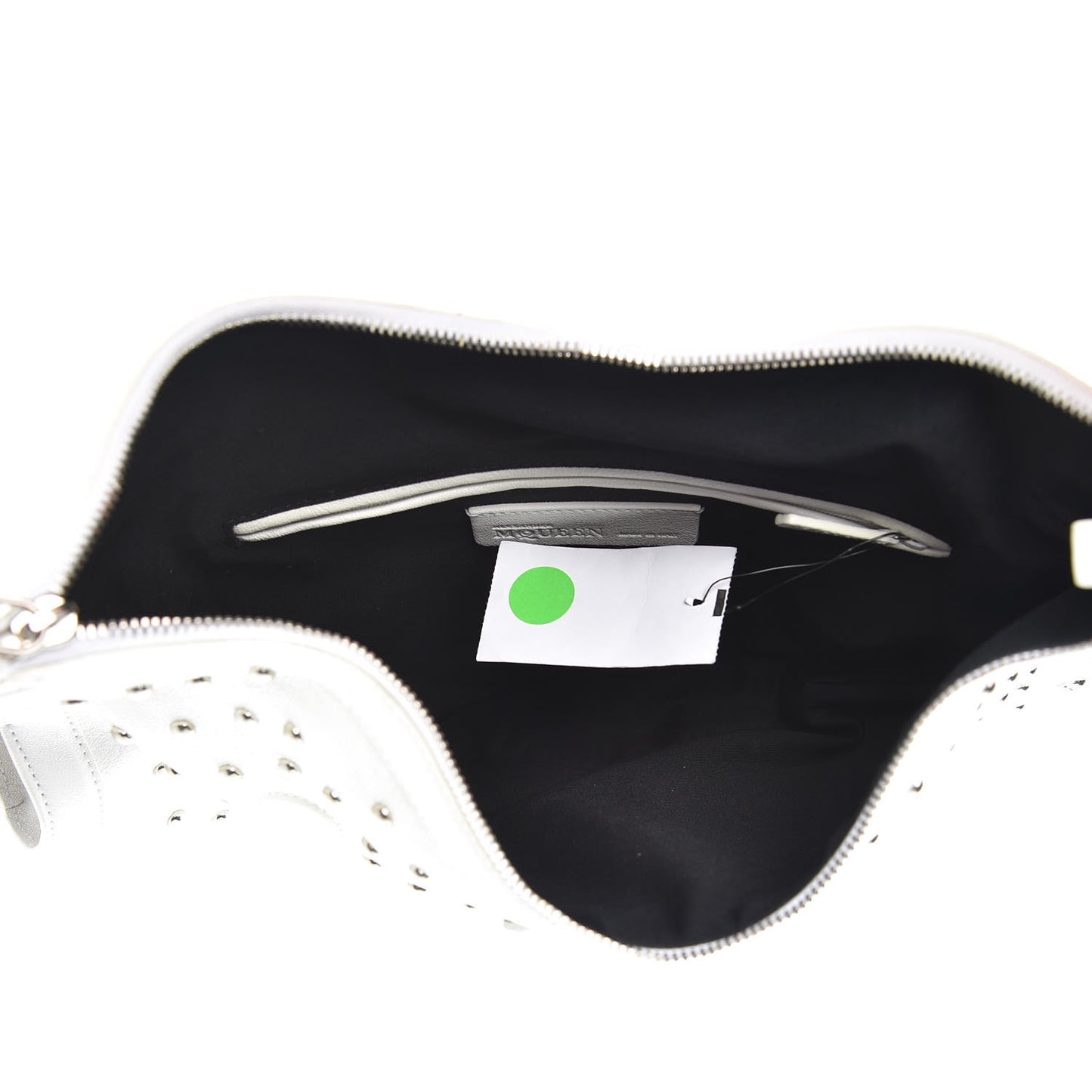 Calfskin Studded De Manta Clutch White