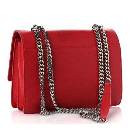 Saint Laurent Grained Calfskin Medium Monogram Sunset Satchel Red 3 of 12