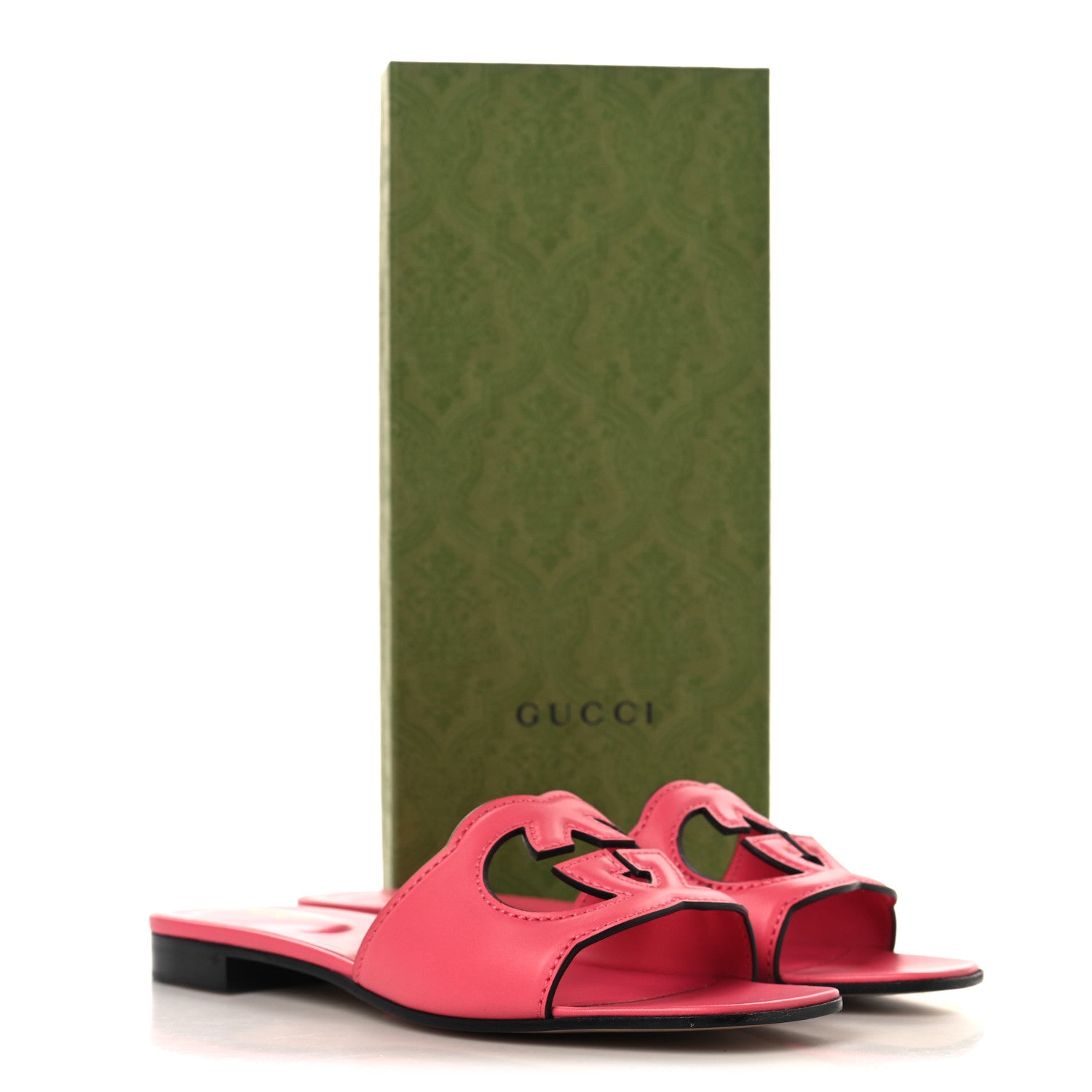 Gucci Cosmos Softy Calfskin Interlocking G Cut Out Slide Sandals 39.5 Rhodamine Pink 9 of 9