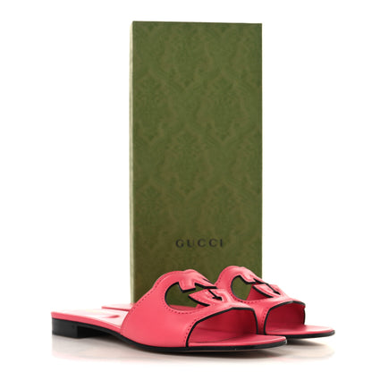Gucci Cosmos Softy Calfskin Interlocking G Cut Out Slide Sandals 39.5 Rhodamine Pink 9 of 9
