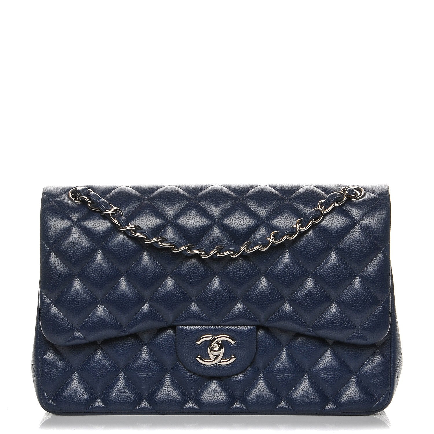 Chanel Caviar Quilted Jumbo Double Flap Navy Blue 1 of 7