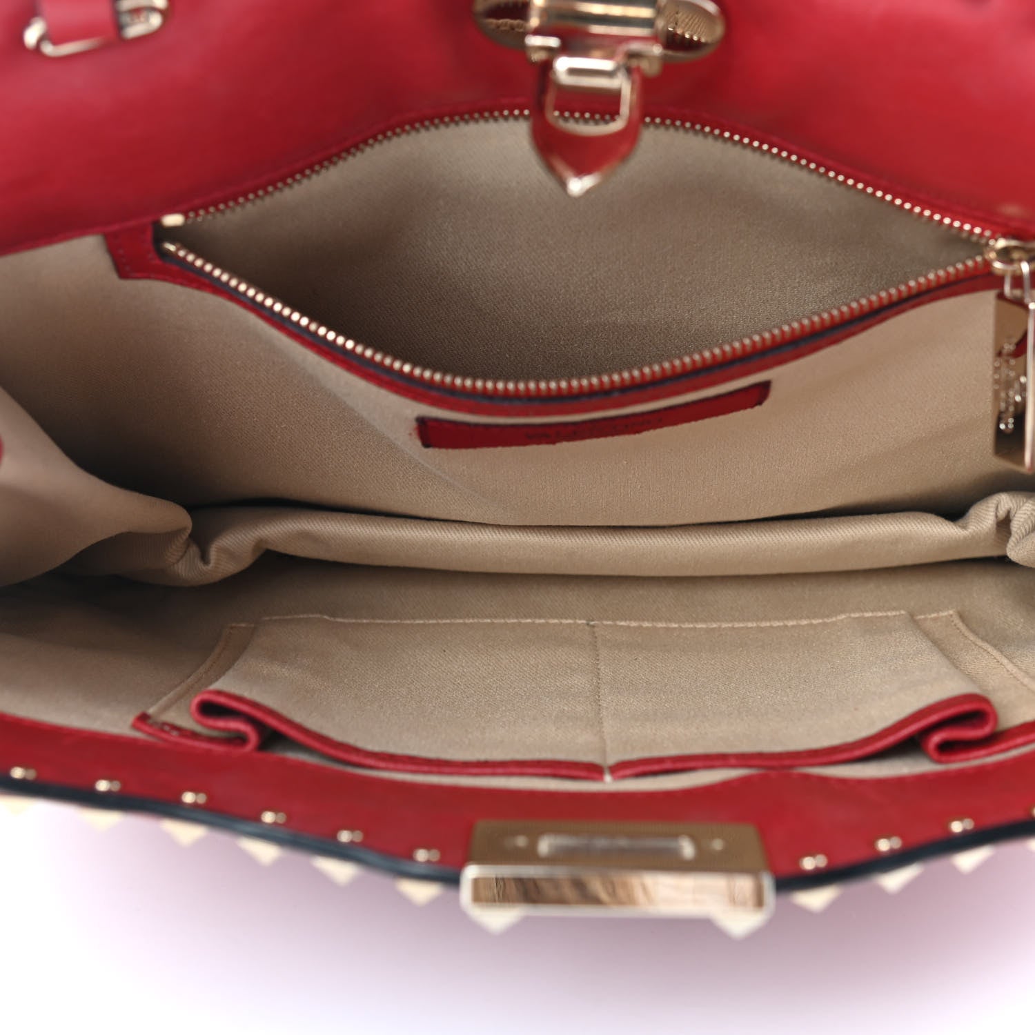 Valentino Garavani Vitello Rockstud Shoulder Satchel Rosso Valentino 5 of 9