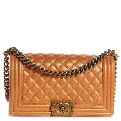 Chanel Iridescent Calfskin Quilted Medium Boy Flap Dark Gold 1 of 9