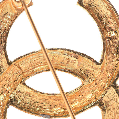 Chanel Crystal CC Brooch Gold 4 of 5