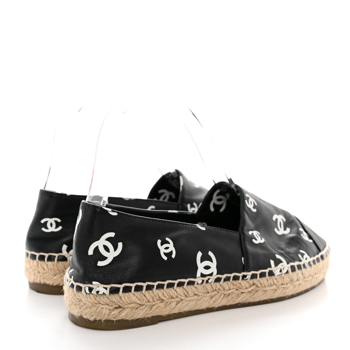 Lambskin Printed CC Espadrilles 38 Black White