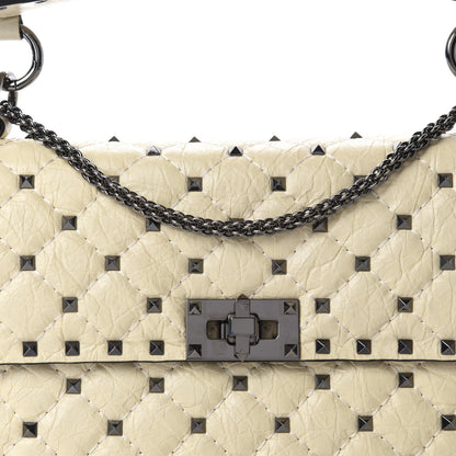 Valentino Garavani Craquele Nappa Medium Rockstud Spike Shoulder Bag Light Ivory 10 of 10