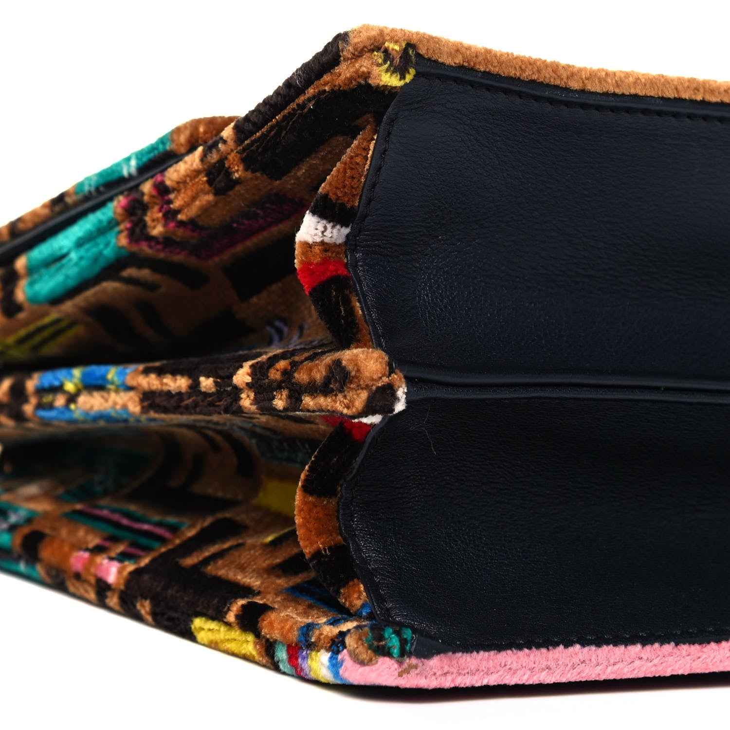 Fendi Velvet Vitello Dolce Fun Fair Kan I Shoulder Bag Tobacco Multicolor Black 7 of 16