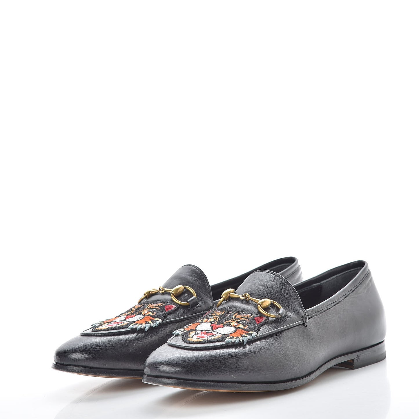 Goatskin Angry Cat Embroidered Womens Jordaan Loafers 36 Black