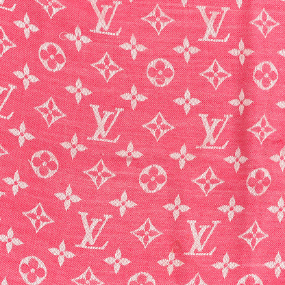 Louis Vuitton Wool Silk Monogram Denim Shawl Pivoine 8 of 10