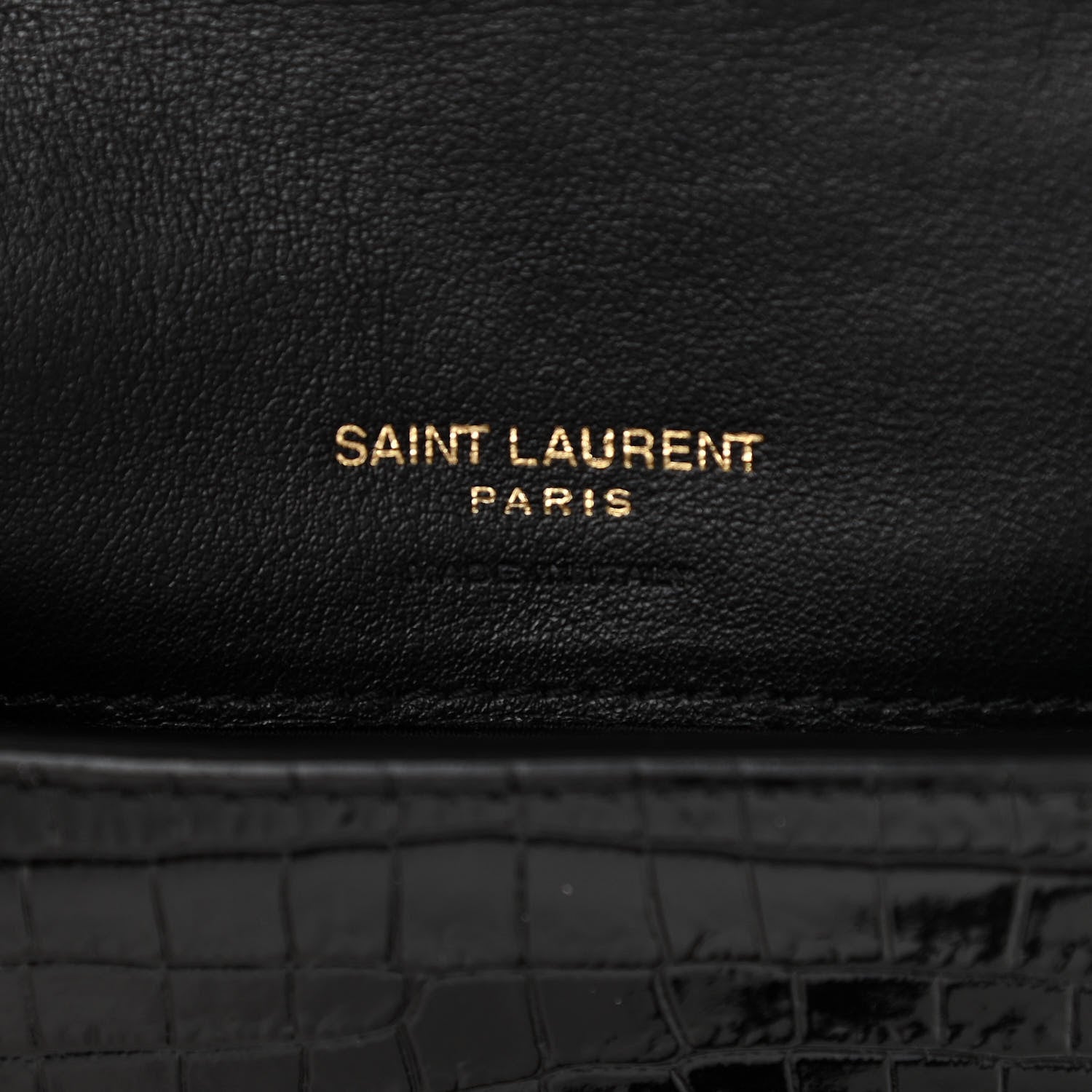 Saint Laurent Crocodile Embossed Monogram Phone Holder Crossbody Black 6 of 9