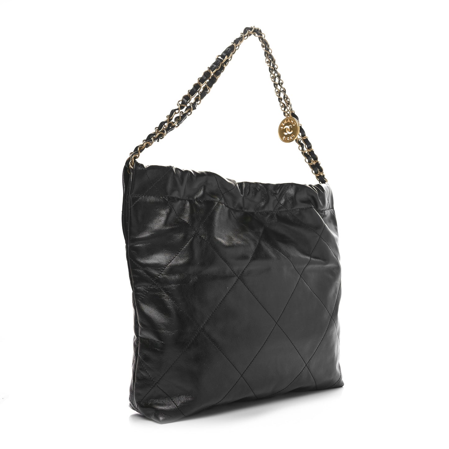 Shiny Calfskin Quilted Small Chanel 22 Black
