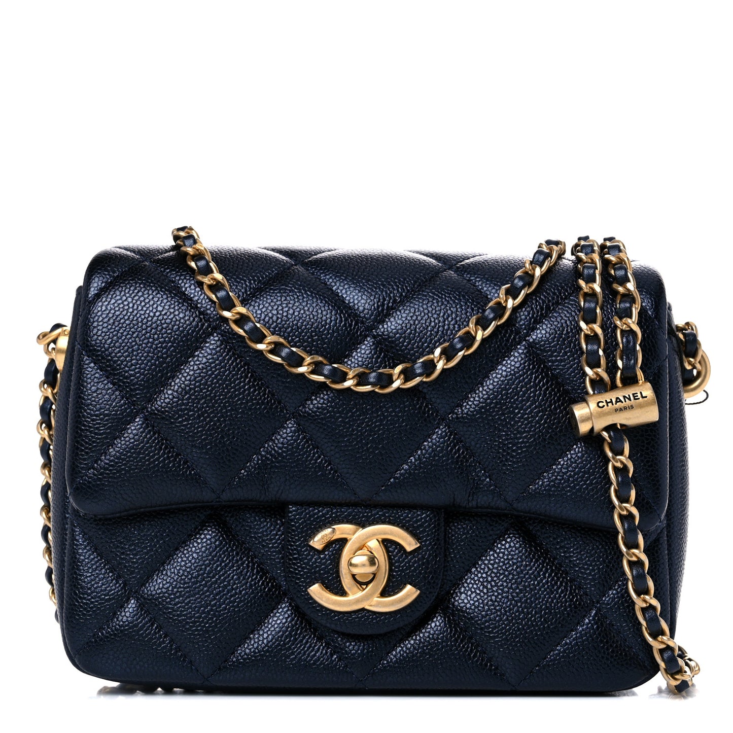 Iridescent Caviar Quilted Mini My Perfect Flap Black