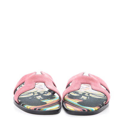 Hermes Suede Goatskin Oran Sandals 36 Rose De Venice 2 of 8
