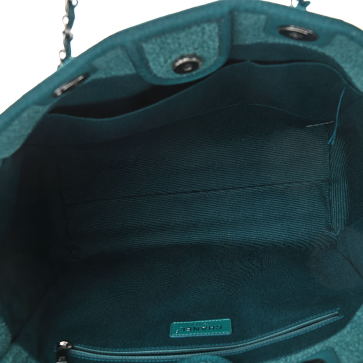 Chanel Lurex Boucle Small Deauville Tote Turquoise 5 of 12
