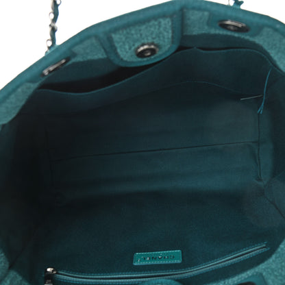 Chanel Lurex Boucle Small Deauville Tote Turquoise 5 of 12