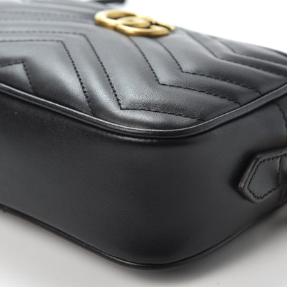 Gucci Calfskin Matelasse Mini GG Marmont Chain Shoulder Bag Black 6 of 10