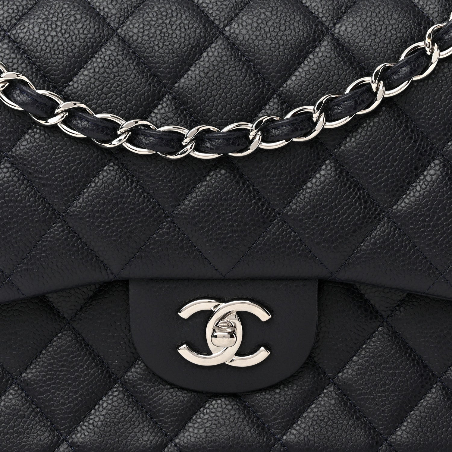 Chanel Caviar Quilted Jumbo Double Flap Navy Blue 8 of 12