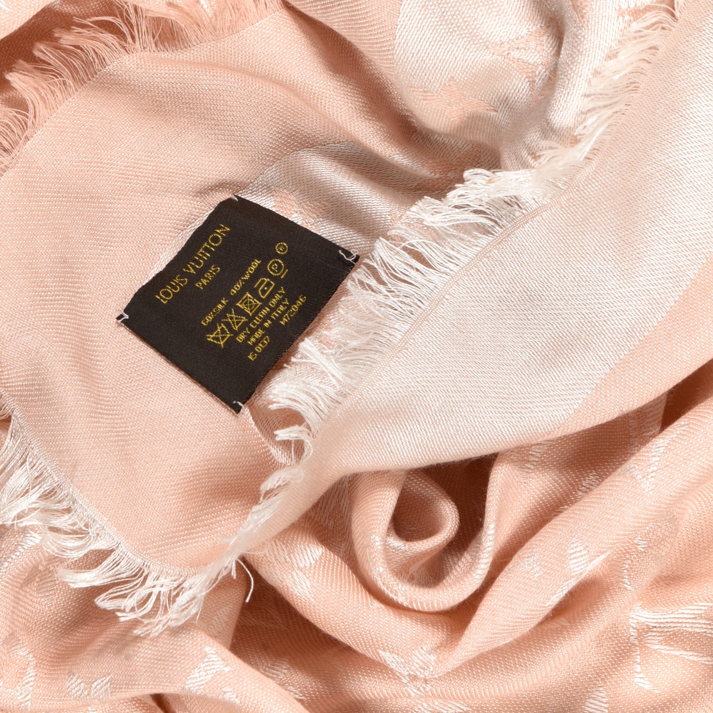 Silk Wool Monogram Denim Shawl Rose