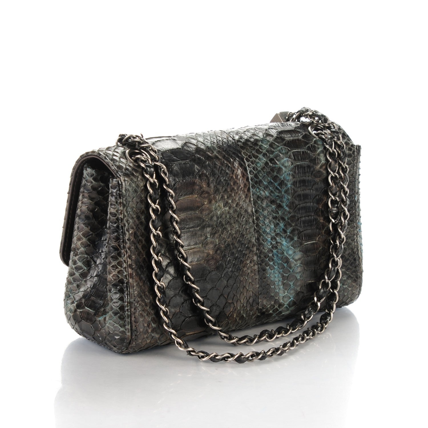 Chanel Python Medium Soho Tassel Flap Dark Blue Brown 3 of 8