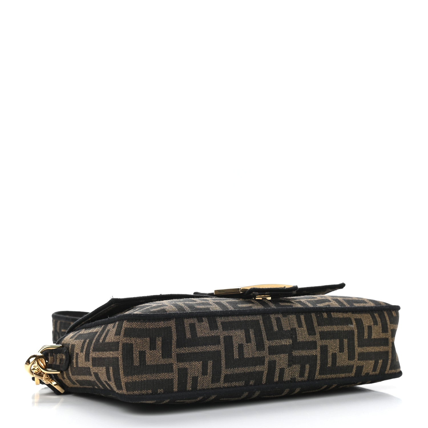 Fendi Fabric Jacquard FF 1974 Medium Baguette Tobacco Moro Black 4 of 12