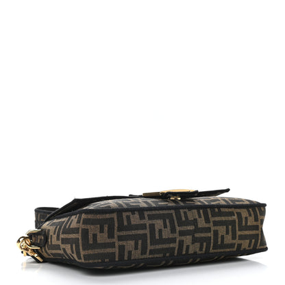 Fendi Fabric Jacquard FF 1974 Medium Baguette Tobacco Moro Black 4 of 12