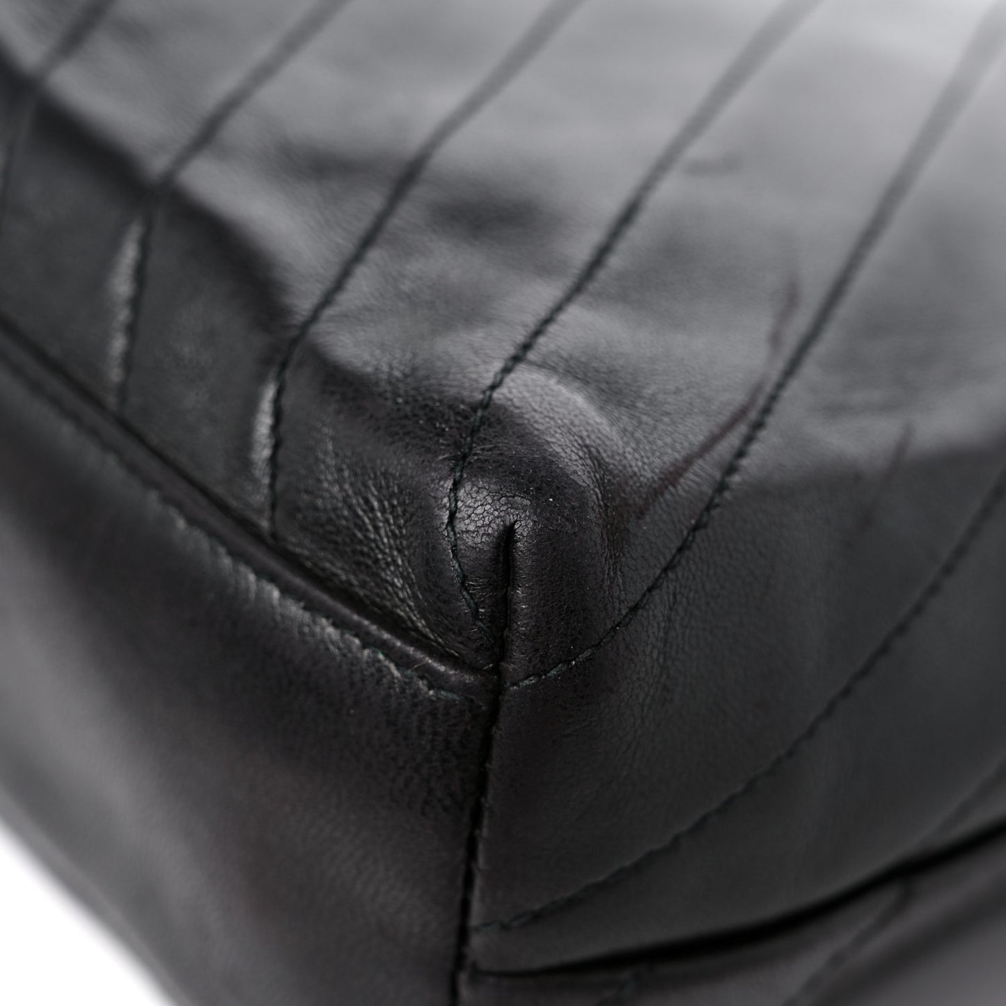 Lambskin Chevron Quilted Flap Shoulder Bag Black