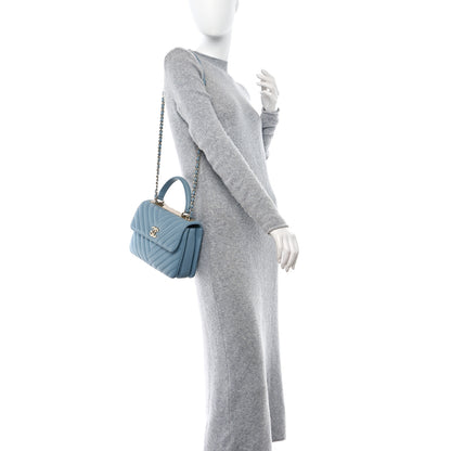 Chanel Lambskin Chevron Quilted Small Trendy CC Flap Dual Handle Bag Light Blue 2 of 12