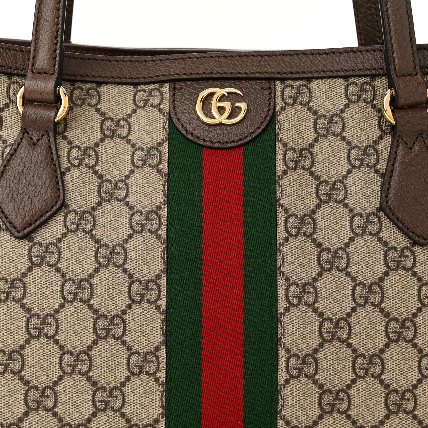 GG Supreme Monogram Medium Ophidia Shopping Tote Brown
