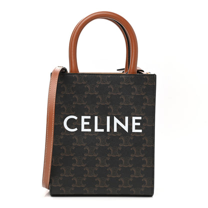 Celine Triomphe Canvas Calfskin Mini Vertical Cabas Tan 2 of 9