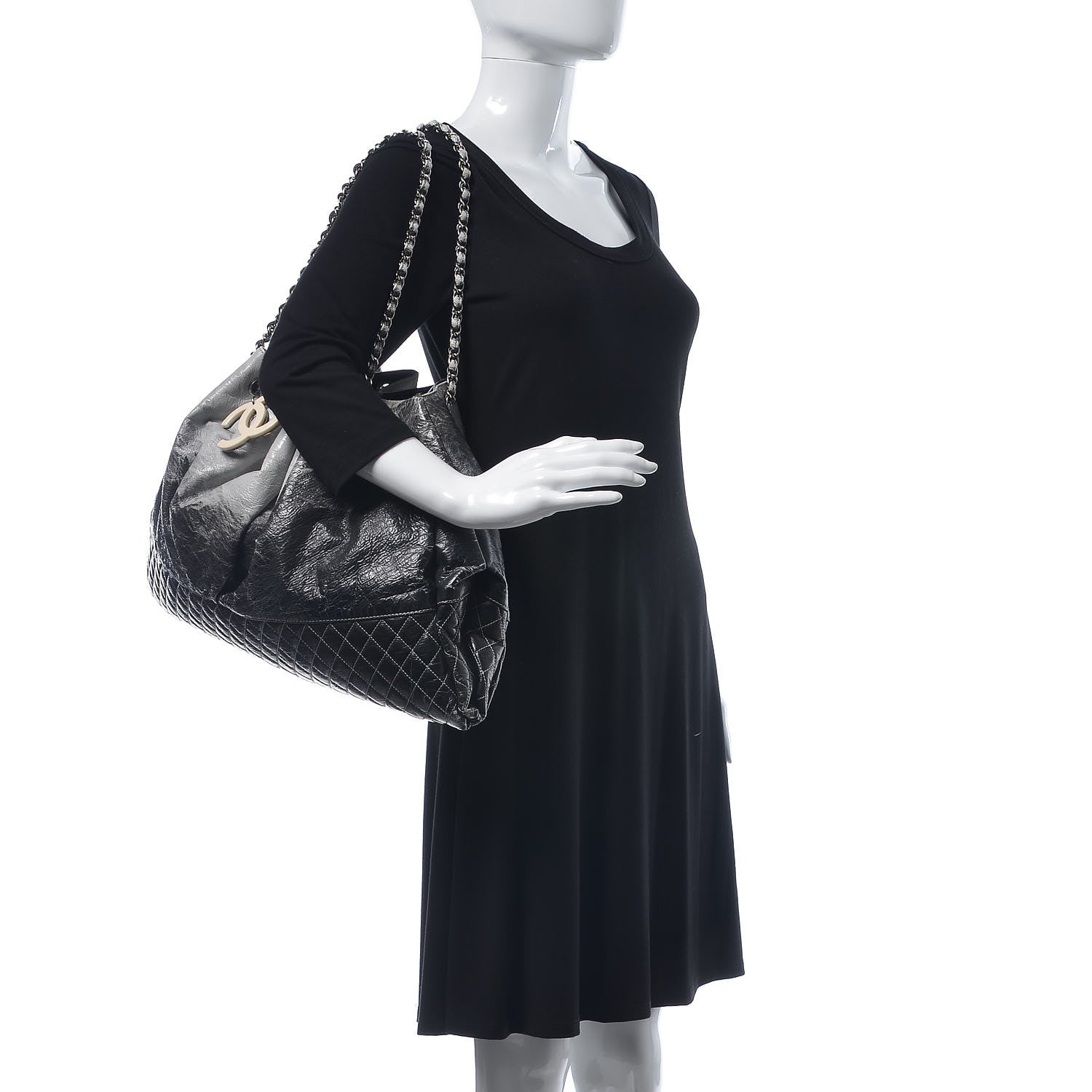 Chanel Vinyl Quilted Melrose Degrade Tote Black 2 of 12