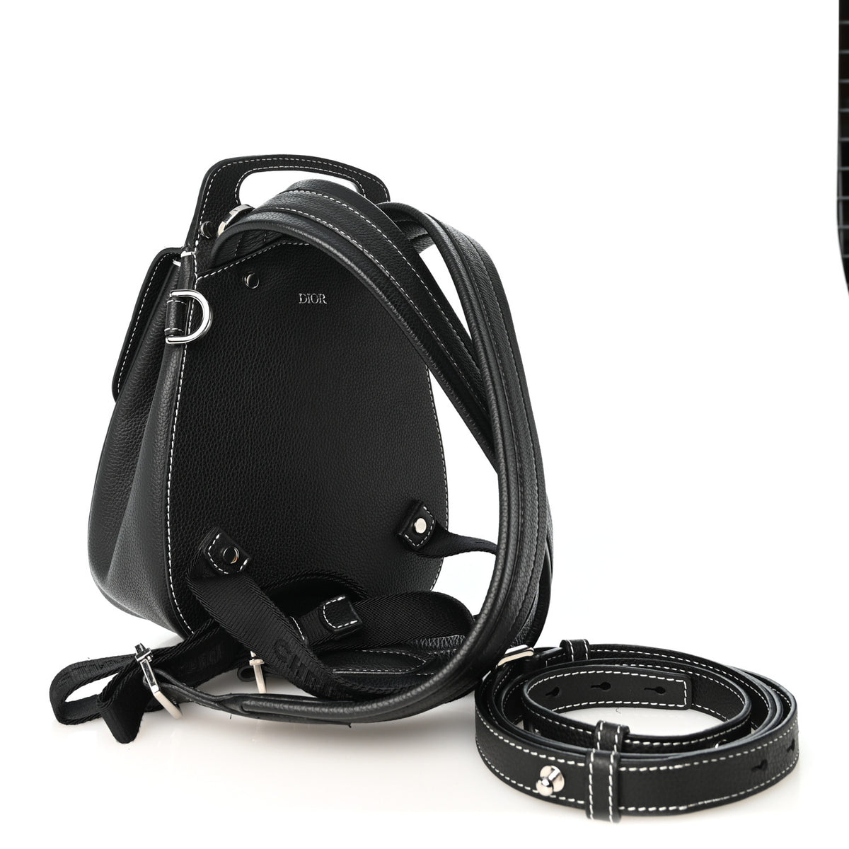 Christian Dior Grained Calfskin Mini Saddle Backpack  Black 3 of 10