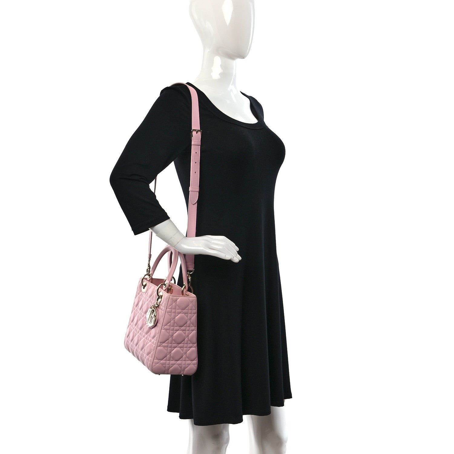 Christian Dior Lambskin Cannage Medium Lady Dior Light Pink 2 of 8