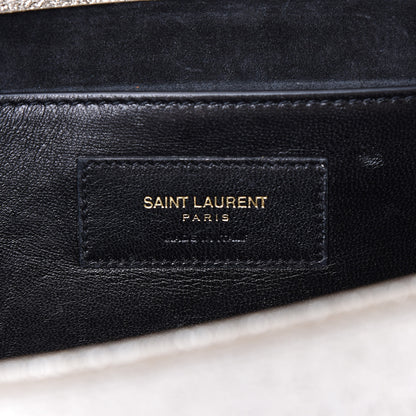 Saint Laurent Textured Metallic Calfskin Classic Monogram Cassandre Clutch Silver 8 of 11