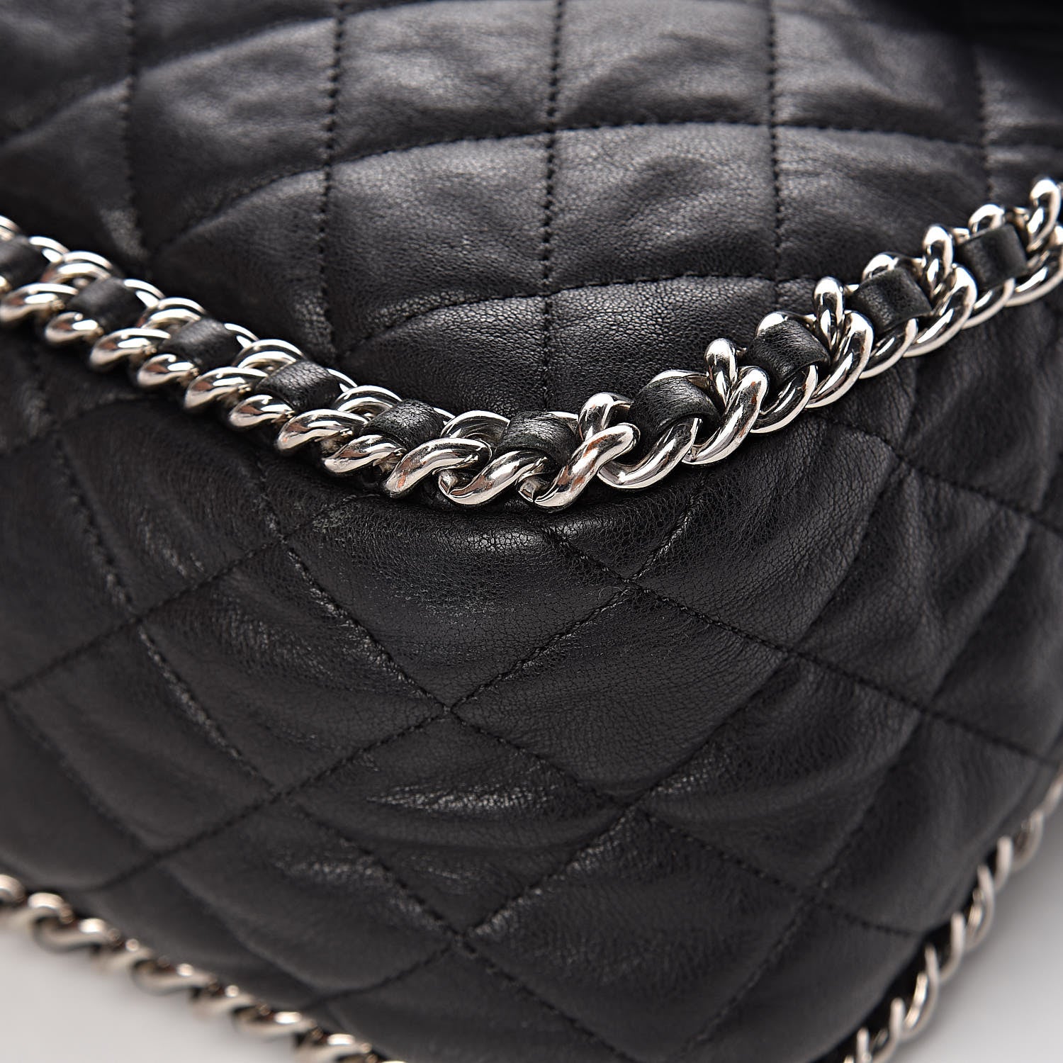 Chanel Washed Lambskin Quilted Maxi Chain Around Flap Black 16 of 20