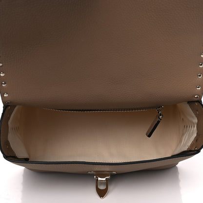 Valentino Garavani Grained Calfskin Rockstud Single Handle Flap Bag Beige 6 of 13