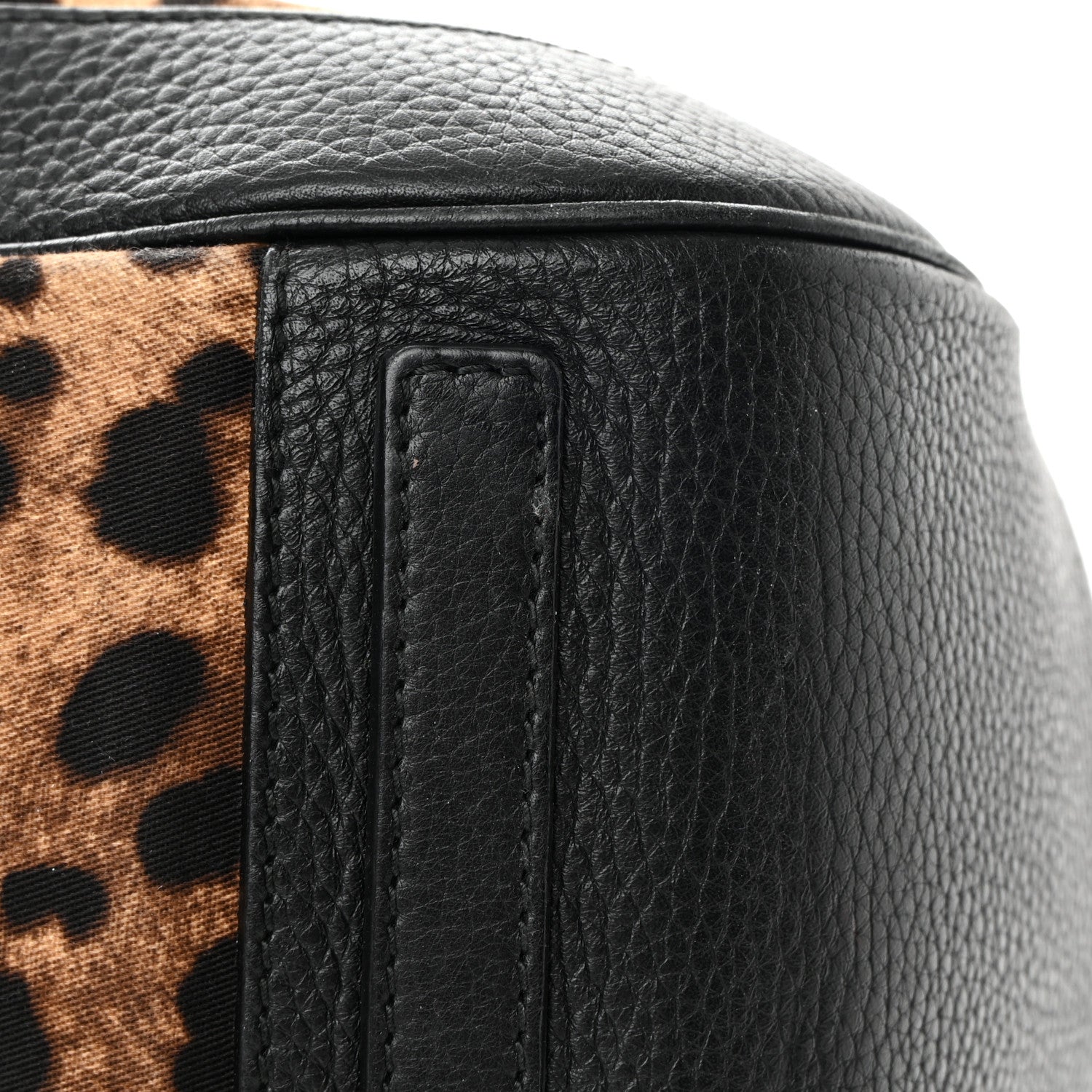 Dolce & Gabbana Calfskin Canvas Leopard Print Animalier Shoulder Bag Black 14 of 23