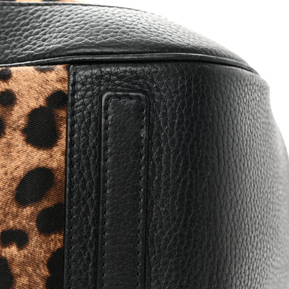 Dolce & Gabbana Calfskin Canvas Leopard Print Animalier Shoulder Bag Black 14 of 23