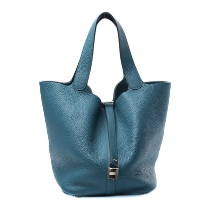 Hermes Taurillon Clemence Picotin Lock 26 GM Bleu Izmir 1 of 10