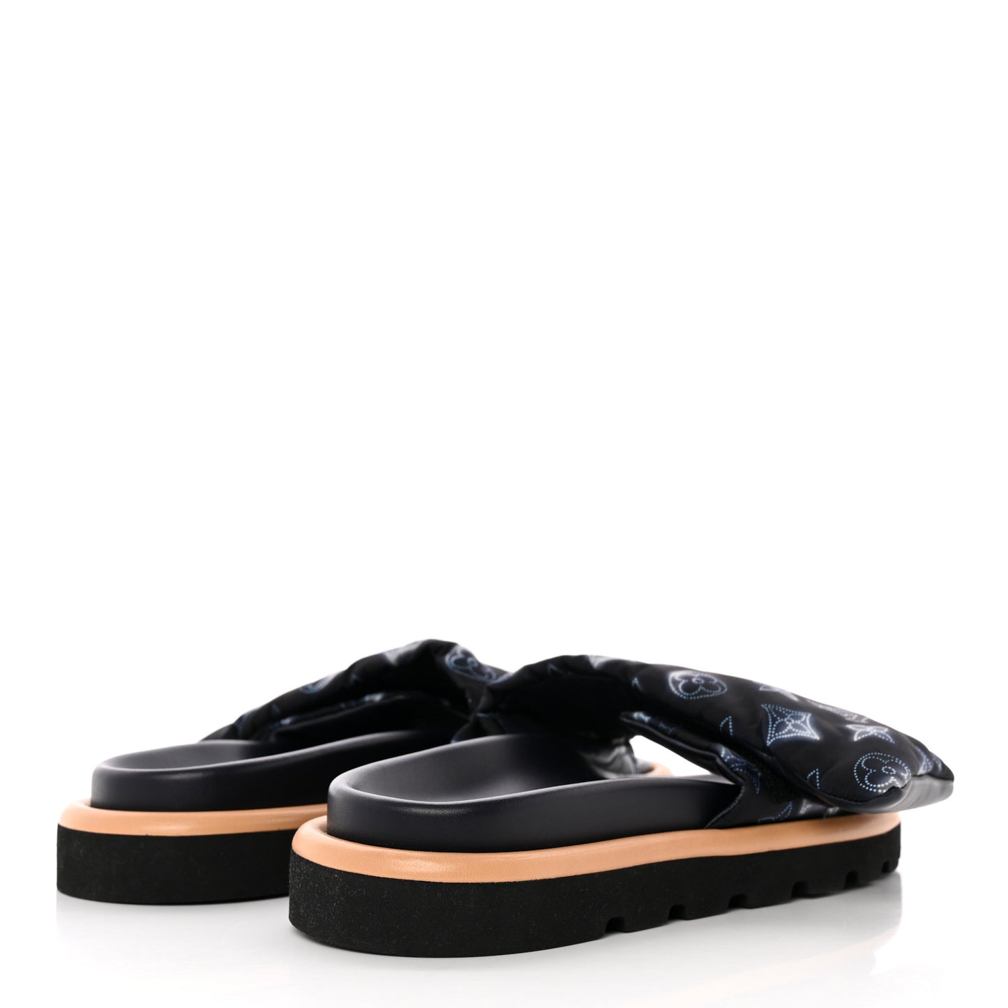 Nylon Monogram Womens Pool Pillow Comfort Mules 40 Navy Blue