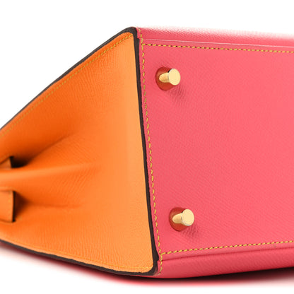Hermes Epsom Horseshoe Kelly Sellier 28  Rose Azalee Jaune D'or 9 of 10