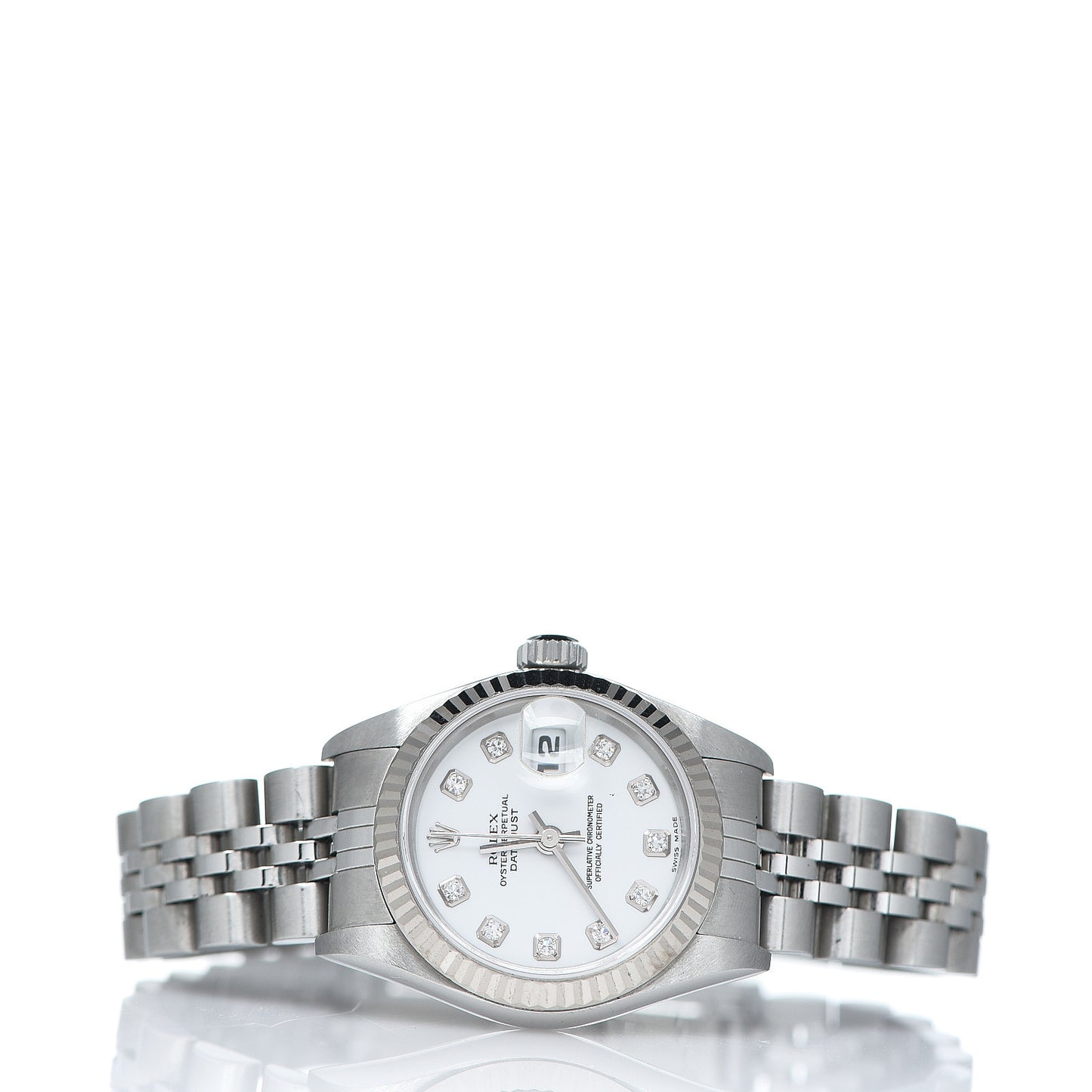 Stainless Steel 18K White Gold Diamond 26mm Oyster Perpetual Datejust Watch White 79174