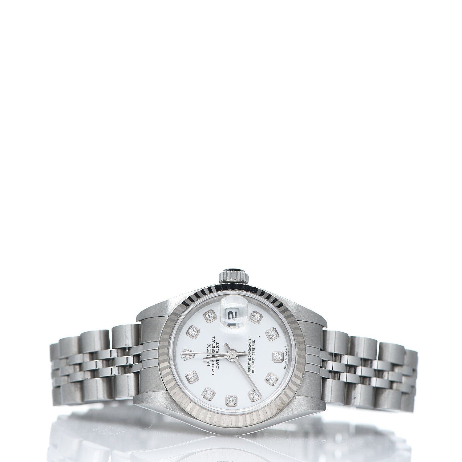 Rolex Stainless Steel 18K White Gold Diamond 26mm Oyster Perpetual Datejust Watch White 79174 2 of 5