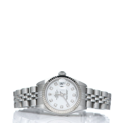 Rolex Stainless Steel 18K White Gold Diamond 26mm Oyster Perpetual Datejust Watch White 79174 2 of 5