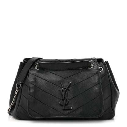Saint Laurent Pebbled Lambskin Chevron Monogram Small Nolita Black 1 of 17