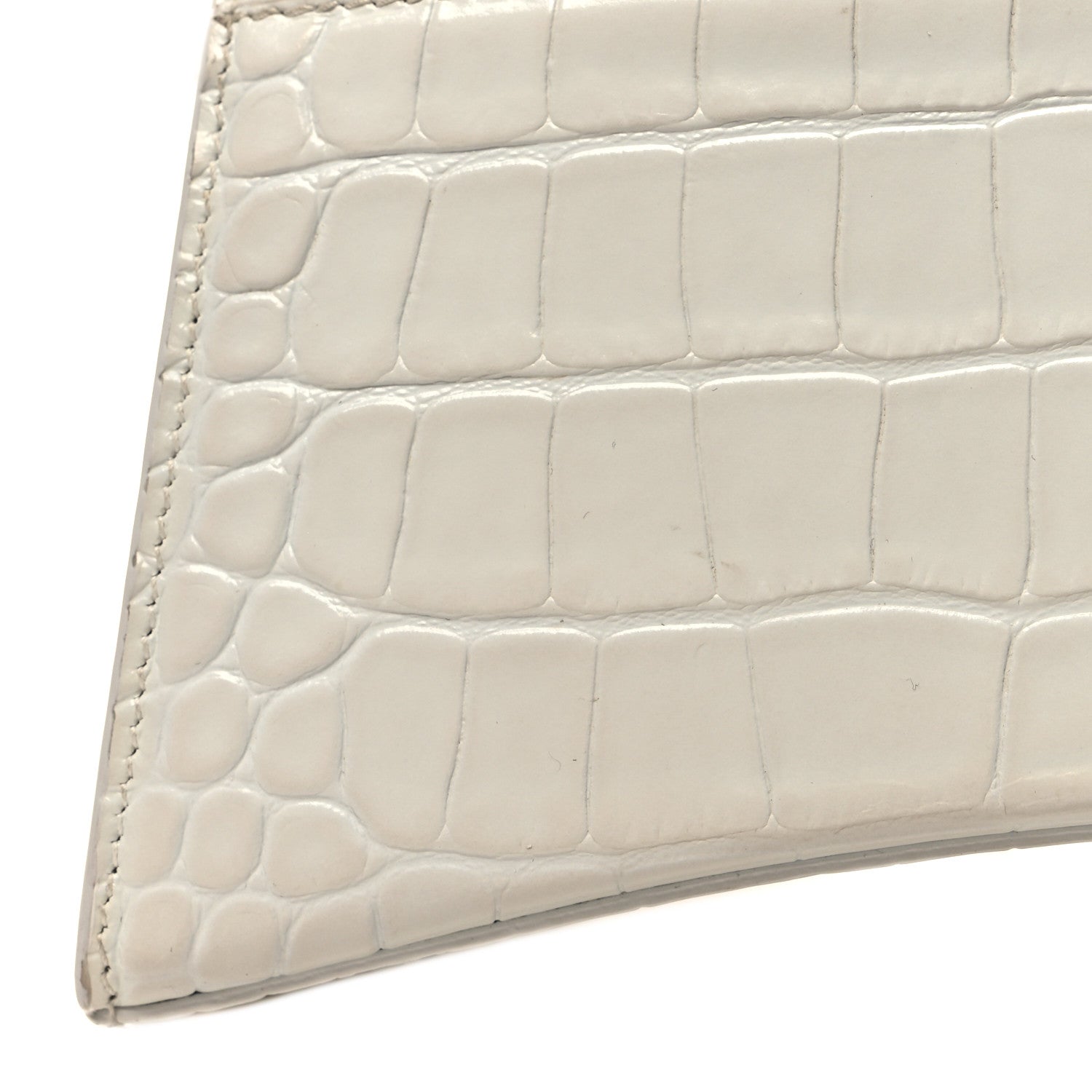 Balenciaga Shiny Calfskin Crocodile Embossed Small Hourglass Top Handle Bag White 15 of 15